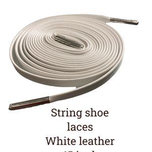 COPY - Strings Leather Shoe Laces White  45 inch long